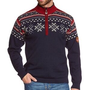 Dale of Norway Wool Navy and Red Patterned Sweater